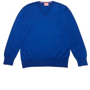 THOMAS PINK 100% wool, navy v-neck sweater